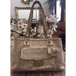 Coach Penelope  Signature Linen Stitches Carryall Hand Bag F19231 Retail $328